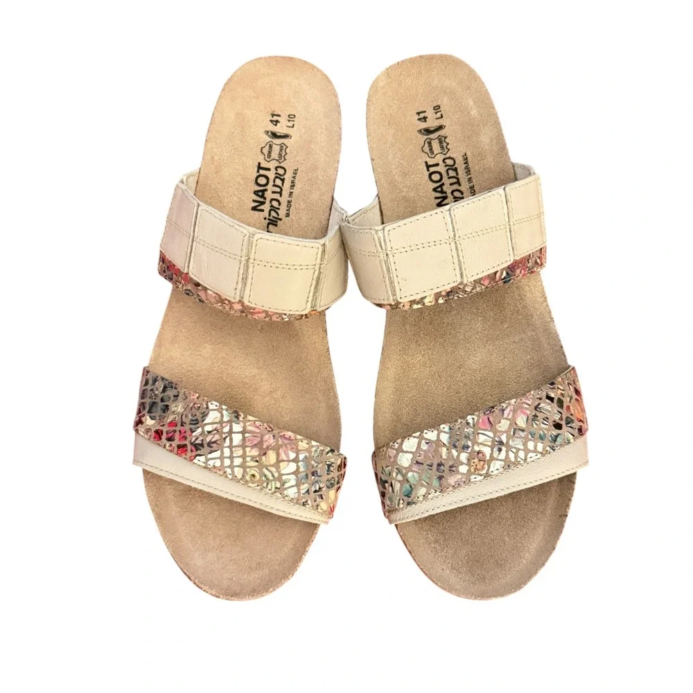 Naot Women Mosaic Metallic Leather Slide Sandals Size 41 L10 NWOB - Picture 5 of 6